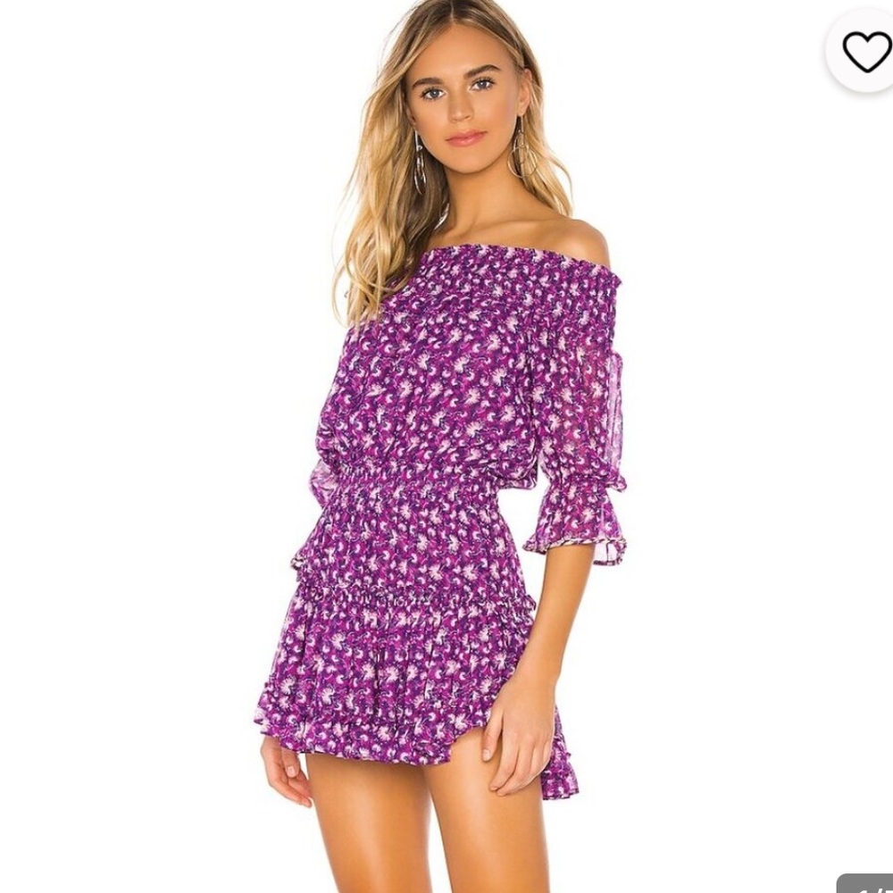 Misa Los Angeles Plum Floral Smocked dress